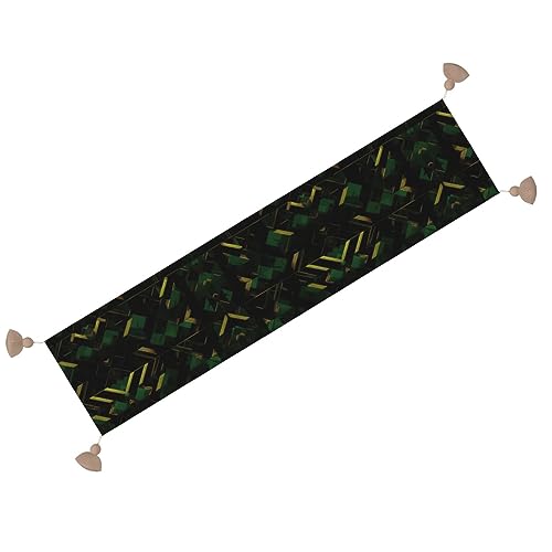 Chemin de table rustique géométrique haut de gamme aux détails dorés et verts - 7