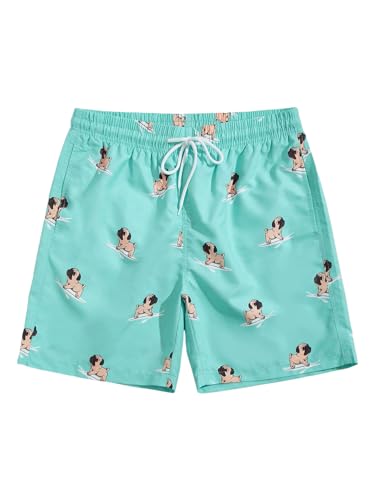 SOLY HUX Men's Swim Trunks Cartoon Print Drawstring Waist Board Shorts Bathing Suits