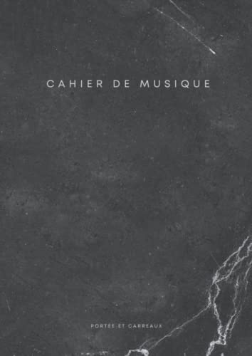 Cahier de Musique avec Portée et Carreaux: Carnet de Partitions | Grands Carreaux Seyès | 12 Portées par Page | Format A4 | Cahier de Musique et Chant Moderne Marbre