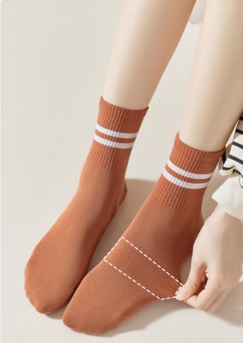 Image of Womens Crew Socks, Cotton Casual Boot Socks for Women 6 Pairs, Size 5-10