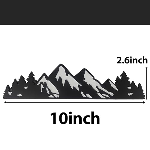 Image of 10 Inch Snow Mountain Graphic Logo Badge, Trunk Mountain Logo Emblem for Car Trunk Tailgate Emblem (Black Whte)