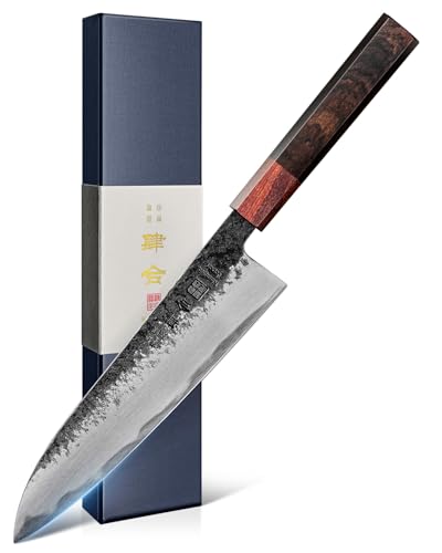 kanngou Couteau Japonais 21 cm, Couteau Cuisine Gyuto en acier Inoxydable AUS-8, Couteau de Chef...