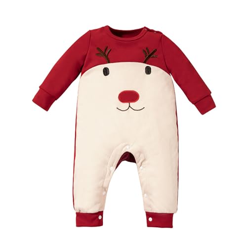 Mono de Navidad para bebé recién nacido, mono de manga larga, mono lindo, rojo, 6-9 meses