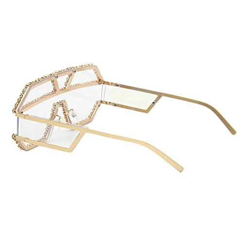 COTIA Oversized Vintage One-piece Rhinestone Big Frame Punk Shades Women Diamond Stoned Rim Luxury Flat Top Goggle Sunglasses3