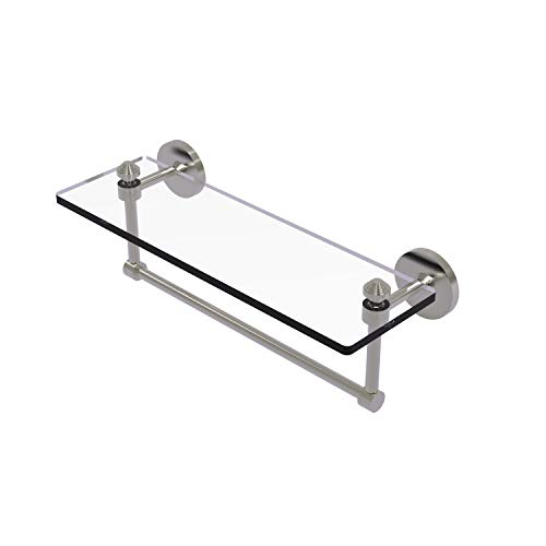 Allied Brass SB-1TB/16-SN Glass Shelf with Towel Bar, 16-Inch x 5-Inch