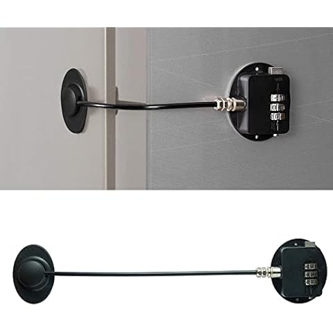 HoneSecur Refrigerator Lock Combination Freezer Lock Child Safety Liquor File Cabinet Lock Keyless Childproof Fridge Locks No Keys Need Baby Proofing Drawer Door Lock with 3m Strong Adhesive - Black Cover