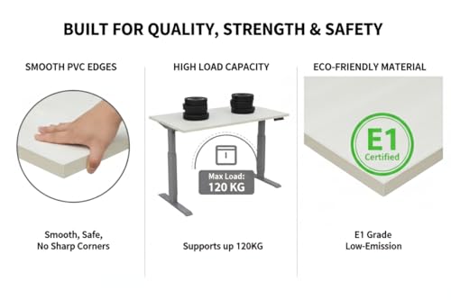 Image of Table Top for Office, Study & Standing Desk - 25mm Pre-Laminated Engineered Wood, Matte Scratch & Spill Resistant, Load up to 120 kg, Suitable Frames - 48x30 inch,FrostyWhite