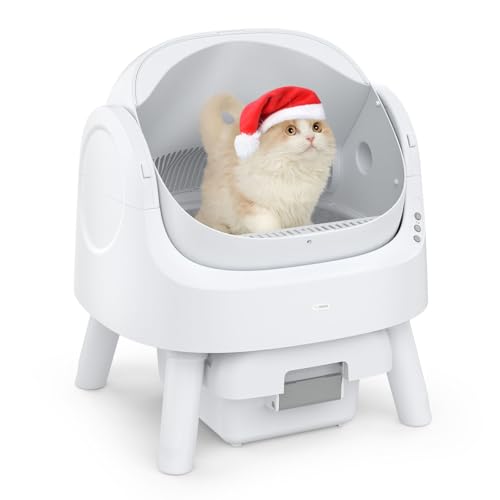 AutoScooper 11 Self Cleaning Litter Box, Open-Top Design for Multiple Cats, Integrated Safety Protection, White (Manufactured by PETPIVOT INC)