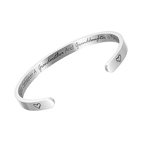 The Love Between a Grandmother And Granddaughter Is Forever Grandmother Quote Cuff Bracelet Christmas Gifts Wedding Jewelry (Bangle - Grandmother & Granddaughter)