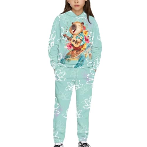 Fall Cute Hoodies and Jogger Set for Girls 5-12Y Kids 2 Piece Outfits Long Sleeve Pullover Sweatsuit, School