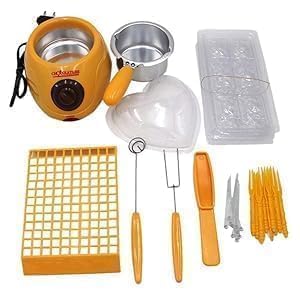 ALOJKRUPSWAM Electric Chocolate Melting Pot Fondue Maker Kit - DIY Chocolate Fountain Alternative with Molds, Dipping Forks, and Spatula (PACK OF 1)-picture-28