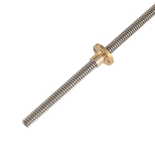 Stepper Screw T8x2 304 Stainless Steel Screw T8 Lead Screw with Brass Nut 2mm Pitch 2mm 4mm 8mm Lead Trapezoidal Thread Screw Rod Tapped Block(Pitch 2mm Lead 2mm,600mm with Nut)