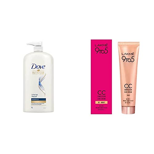 Image of Dove Intense Repair Shampoo, 1L & Lakme 9 to 5 Complexion Care CC Cream, Honey, 30g
