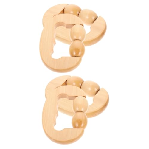 FRCOLOR Sets Massage Roller for Neck and Shoulders Handheld Back Wood Double Roller Stick Muscle Relief Tool Massage Device Pcs