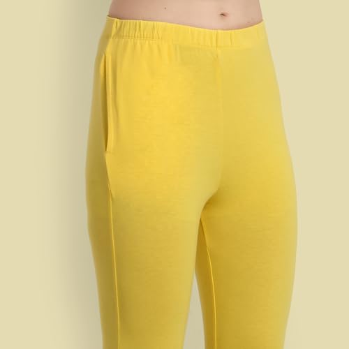 Image of ONE SKY Women Ankle Length Leggings | Premium Cotton Modal Spandex Blend | High Waist Stretchable & Bio-Washed Fabric | Colour-Lock | Ethnic Leggings for Women