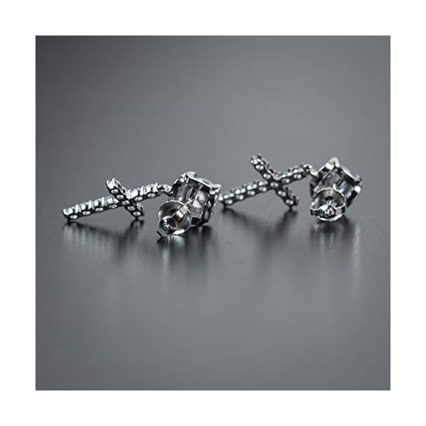 Mens Cross Drop Hanging Sterling Silver Cz Iced Stud Dangle Hoop Earrings - Image 6