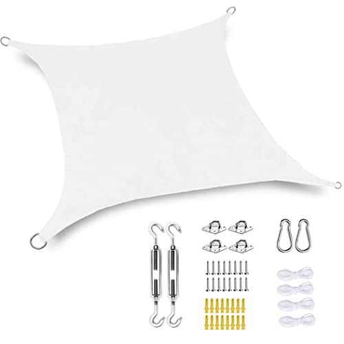 GOODLUKY Toldo Vela Rectangular con Kit De Montaje, Protección UV Impermeable Toldo De Vela De Sombra 4X7m para Exterior Patio Jardín Patio Trasero Césped/Cochera,21 Colores,Blanco Cover