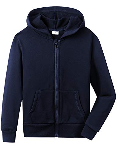 Image of Spring&Gege Youth Solid Fleece Hoodies Soft Full Zip Hooded Sweatshirts for Children (3-12 Years)