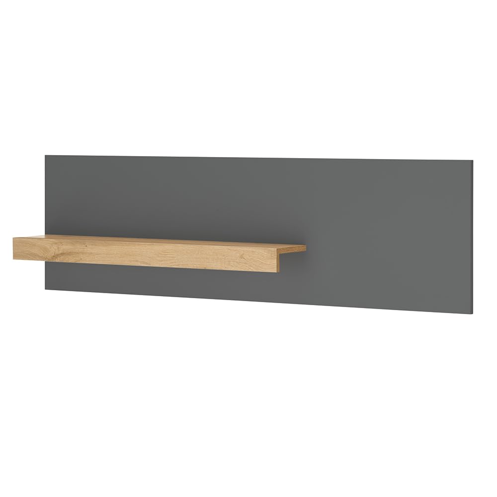 Lomadox Büromöbel Set anthrazit mit Eiche 3-teilig modern, 1 Schreibtisch, 1 Wandboard, 1 Regal, 1 Stauraumschrank
