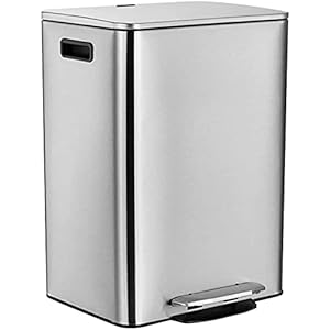 GHFHF Moderne minimalistische vuilnisbak roestvrij staal vuilnisbak woonkamer kantoor outdoor pedaal keuken vuilnisbak…