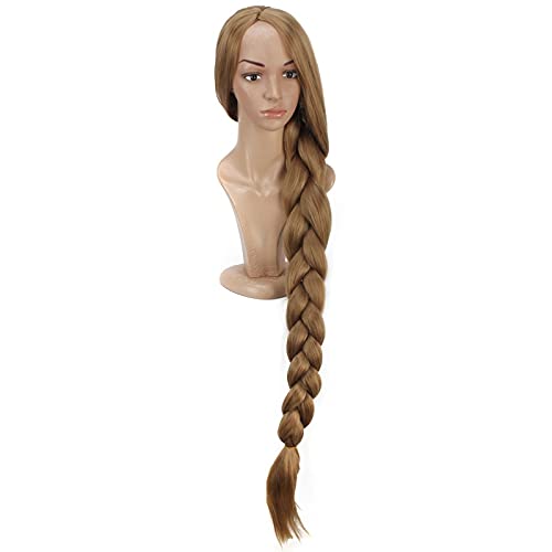 Halloween femmes princesse emmêlée raiponce Cosplay perruque blonde tresse cheveux jeu de rôle longs cheveux tressés dorés avec des fleurs  200000532
