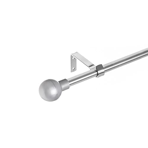 LOLAhome Set de Barra de Cortina Extensible de 122 a 211 cm, 2 escuadras y 2 terminales Plateado de Metal y plástico ABS