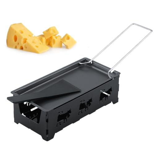 Tyenaza Mini Cheese Grill Tray, Carbon Steel Non-stick Melter Raclette Grill Set Rotaster Baking Tool with 1 Spatula for Home Kitchen