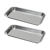 ccHuDE 2 Pcs Stainless Steel Rectangular Dental Trays - Lab Storage Trays for Jewelry Tools