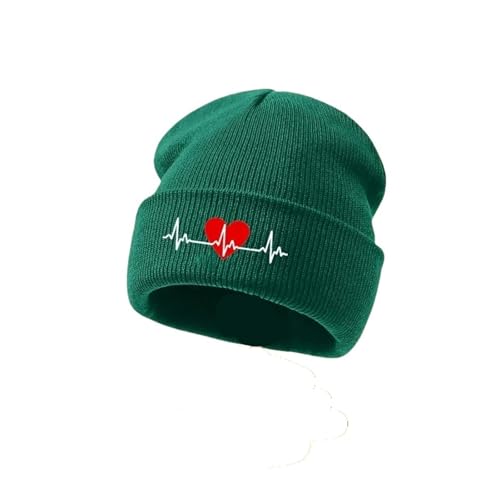 Chapeau tricoté d'hiver mixte à motif battement de cœur pour les activités en extérieur