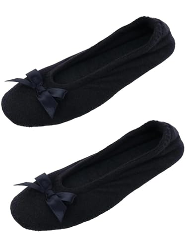 CTM Women's Terry Ballerina Slipper House Shoe (Pack of 2)4