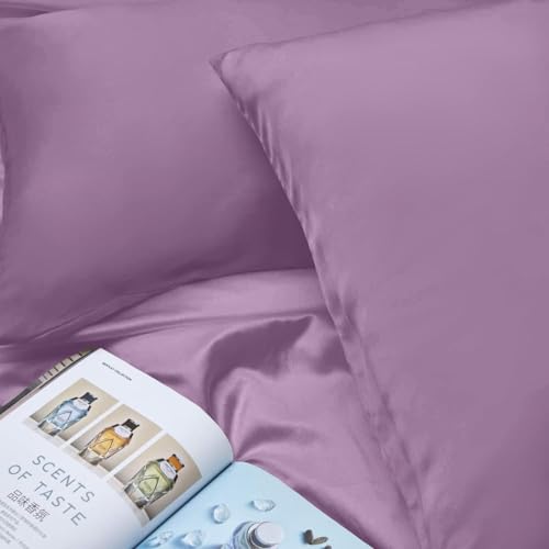 Image of RAGGLE Satin Silk Pillowcase for Hair and Skin Standard Size 18 inchX 28 inch with Soft Breathable Smooth Cooling Pillow Covers for Sleeping or Pillow Protector (4, Rose Tupe)