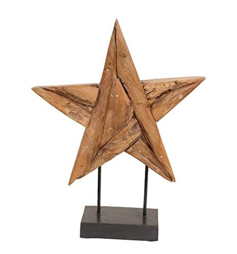AFD Home Five Point Teak Wood Star on Stand