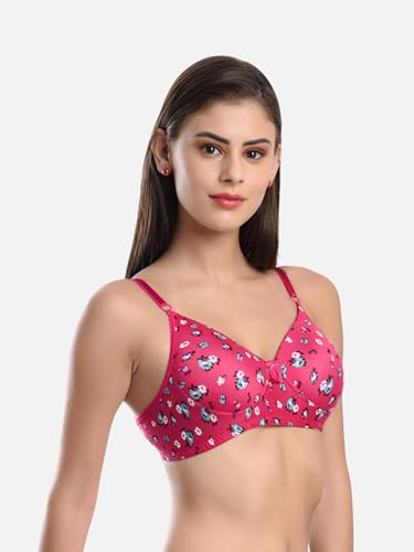 Image of FIMS - Fashion is my style Women Cotton Blend Floral Lightly Padded Bra Non-Wired Full Coverage Multicolor Cup- B