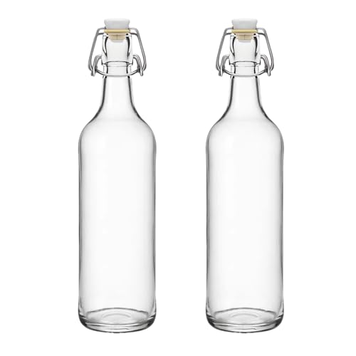 Devitre 2x Glasflasche 1000ml mit Bügelverschluss inkl. Etiketten
