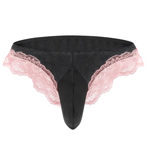 Men's Sheer Lace Thong Breathable Material Unique Pattern Intricate Lace Details, Daily & Night Wear. - Main Image