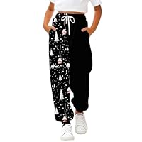 TYUSGH Girls Boys Christmas Sweatpants Funny Novelty Joggers Baggy Elastic High Waist Tracksuit Bottoms Xmas Trousers Fall Winter Sports Athletic Pants with Pockets Black