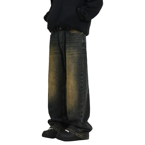 Baggy Wide Leg Jeans Pants Men Loose Fit Denim Hip Hop Streetwear Retro Casual Trousers for Men