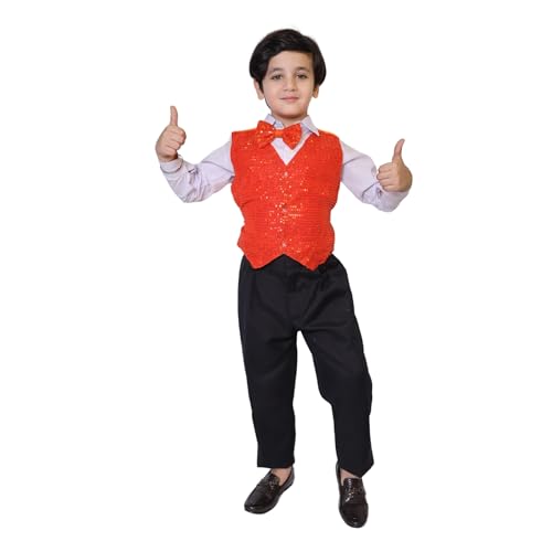 Image of Kaku Fancy Dresses Plain Waistcoat for Kids /Plain Jacket for Kids | Sequin Work Shinning Waist Coat For Annual Day Dance Competition (Only Jacket /Waistcoat - Shirt & Pant Not Included)