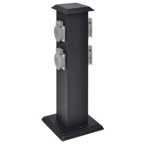 vidaXL Borne Jardin Électrique 4 Prises Noir Bloc Prises de Jardin Extérieures