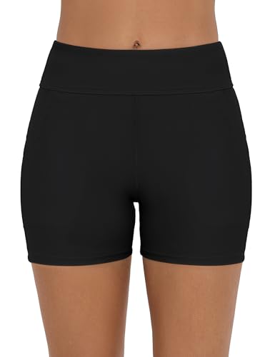 Bonneuitbebe Women's Swim Shorts High Waisted Bathing Suit Bottoms Swimwear Boyshort Swimming Swimsuit Board Shorts2