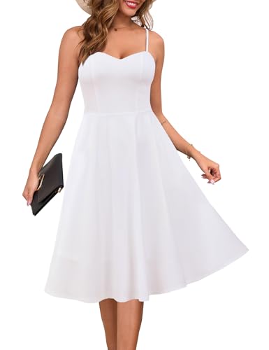 Zattcas Womens 2025 Spring Summer Sleeveless Midi Sundress A Line Flowy Wedding Guest Cocktail Party Dress with Pockets