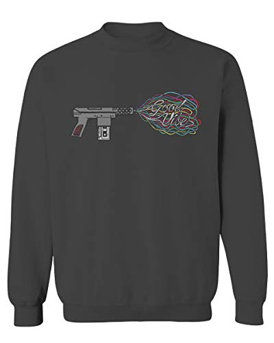 0241. Cool Graphic Retro Musician Good Vibes Cassette Music Lover Streetwear Society Men's Crewneck Sweatshirt (Characol Large) Charcoal