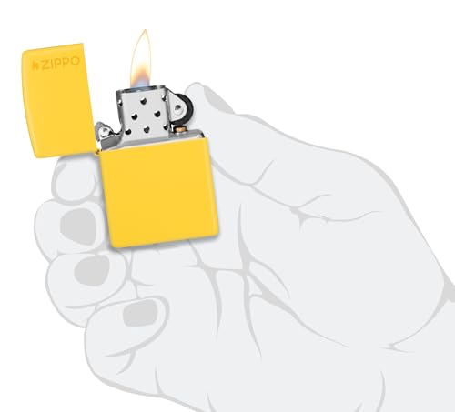 Image of Zippo 46019ZL Reg Sunflower Yellow w Zippo Model Windproof Pocket Fuel Refillable Lighter, BIS Certified