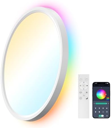 AIKVSXER Plafón LED Inteligente 24W Ø30 cm, Luz RGB Multicolor co...