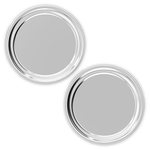 Olmaanseta Stainless Steel Round Serving Tray 13.3 Inches Bar Silver Tray 2 Packs Olmaanseta Stainless Steel Round Serving Tray 13.3 Inches Bar Silver Tray 2 Packs