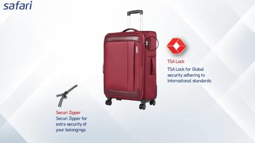 Image of Safari Polyester Slant Pro Soft-Sided Polyester 5 Years Warranty 8 Wheel Luggage Set Of 3 8 Spinner Wheels Trolley Bags (59 CM, 71 CM & 81 CM) (Red), S,M & L