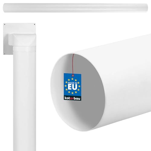 KOTARBAU® Tubo de ventilación de 150 cm, Canal redondo, Ø 100 mm, Tubo de plástico redondo, Blanco, Sistema de tubos redondos de PVC, Conexión de tuberías, Conducto de escape, Conducto de suministro