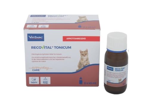 Virbac RecoVital Tonicum Katze | 6 x 45 ml | Flüssiges Diät-Ergänzungsfuttermittel für Katzen | Zur ernährungsphysiologischen Wiederherstellung und in der Rekonvaleszenz