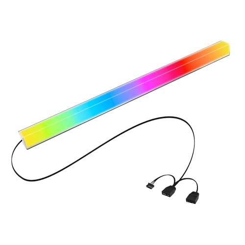 ELFJMZP Bande ARGB de 24 LED avec adhérence magnétique, 5 V 4 broches adressable en aluminium noir + étui de diffusion de la lumière givré à l'intérieur, câble de 550 mm et effets personnalisés