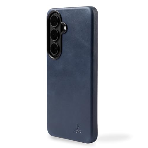 Étui de protection pour Samsung Galaxy S26 fin en cuir véritable bleu Snakehive